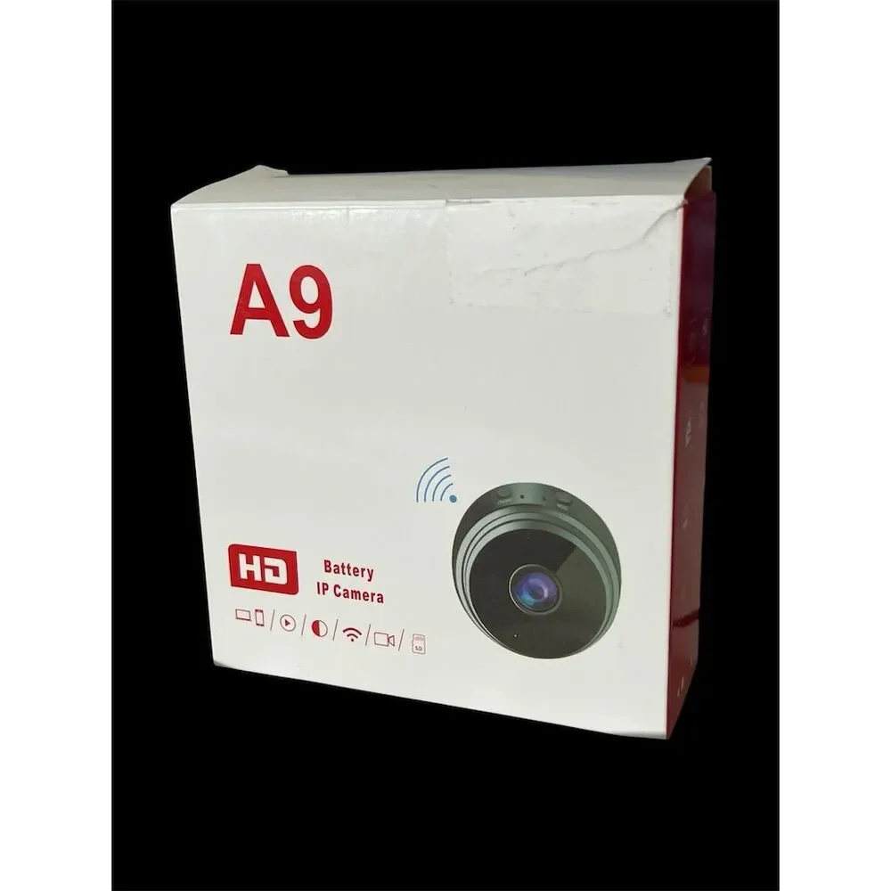 A9 HD Wireless Battery IP Camera with Suction Cup Mount Black